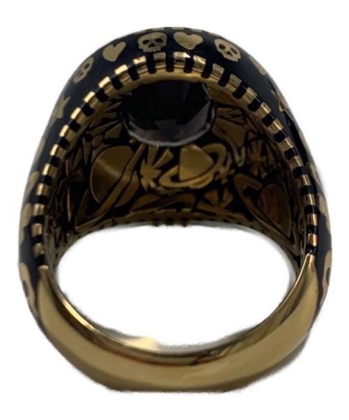 Vivienne Westwood（ヴィヴィアンウエストウッド）Vivienne Westwood (ヴィヴィアンウエストウッド) カレッジリング ゴールド×ブラック サイズ:SIZE XL（18号）の古着・服飾アイテム