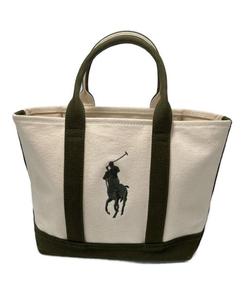 RALPH LAUREN（ラルフローレン）RALPH LAUREN (ラルフローレン) トートバッグ グリーン×ベージュの古着・服飾アイテム