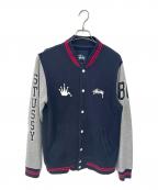 stussyステューシー）の古着「スタジャン」｜ネイビー×グレー