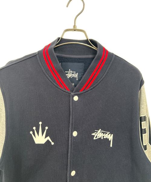 stussy（ステューシー）stussy (ステューシー) スタジャン ネイビー×グレー サイズ:Mの古着・服飾アイテム