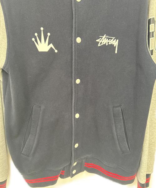 stussy（ステューシー）stussy (ステューシー) スタジャン ネイビー×グレー サイズ:Mの古着・服飾アイテム
