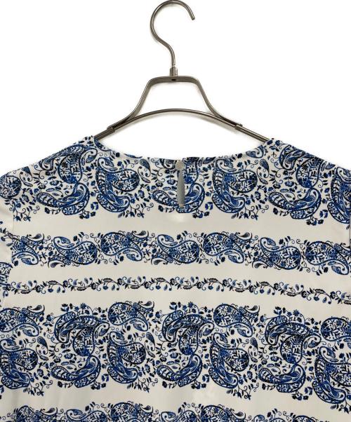 Leilian（レリアン）Leilian (レリアン) 半袖ブラウス ホワイト×ブルー サイズ:13号 未使用品の古着・服飾アイテム