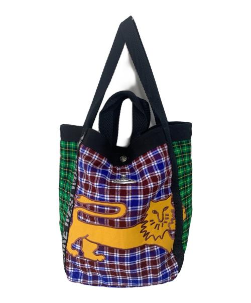 Vivienne Westwood（ヴィヴィアンウエストウッド）Vivienne Westwood (ヴィヴィアンウエストウッド) 2WAYトートバッグ ブラック×マルチカラーの古着・服飾アイテム
