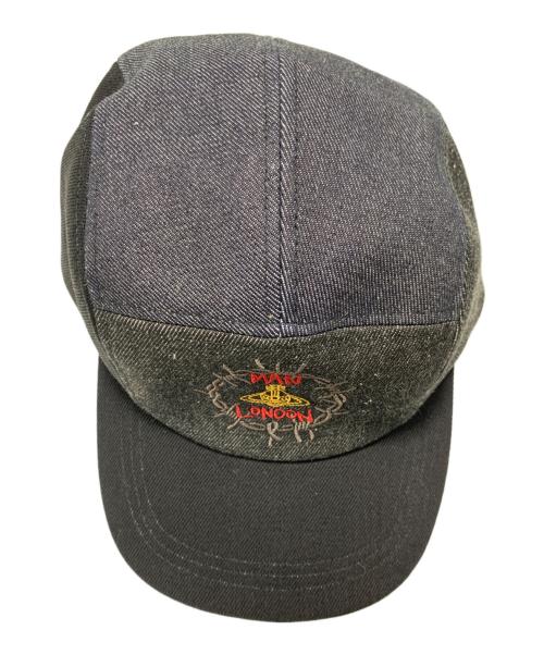 Vivienne Westwood man（ヴィヴィアン ウェストウッド マン）Vivienne Westwood man (ヴィヴィアン ウェストウッド マン) 刺繍オーブロゴ デニム キャップ ブラックの古着・服飾アイテム