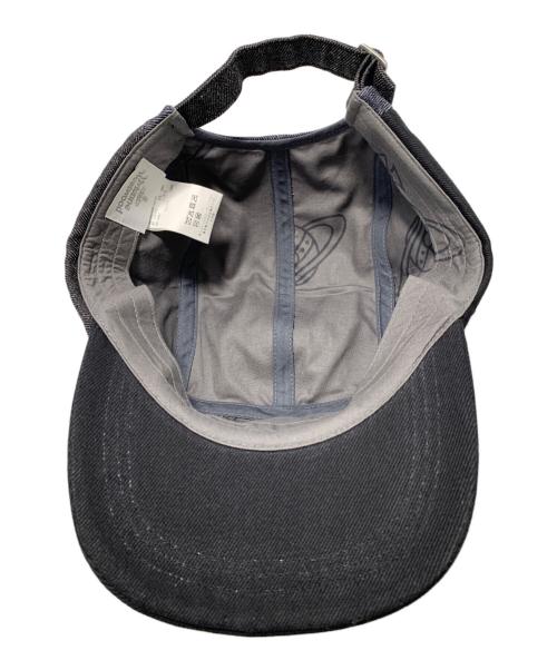 Vivienne Westwood man（ヴィヴィアン ウェストウッド マン）Vivienne Westwood man (ヴィヴィアン ウェストウッド マン) 刺繍オーブロゴ デニム キャップ ブラックの古着・服飾アイテム