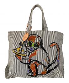 Vivienne Westwood（ヴィヴィアンウエストウッド）の古着「monkeｙトートバッグ」｜ホワイト×ブラック