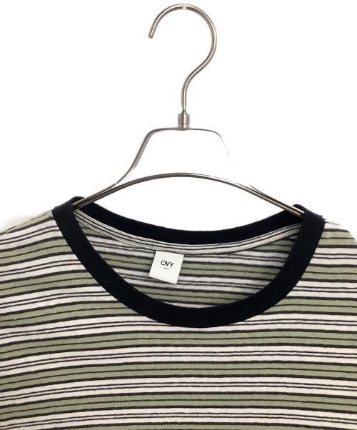 OVY（オヴィー）OVY (オヴィー) 半袖カットソー オリーブ×ホワイト サイズ:Lの古着・服飾アイテム