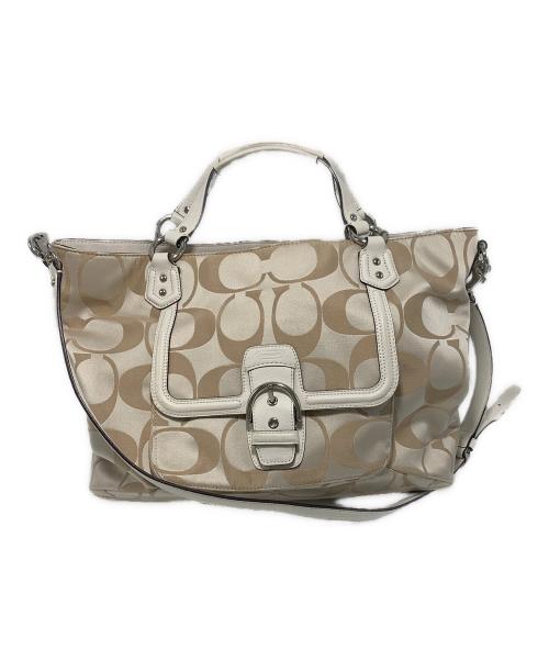COACH（コーチ）COACH (コーチ) 2WAYバッグ ベージュ×ホワイトの古着・服飾アイテム