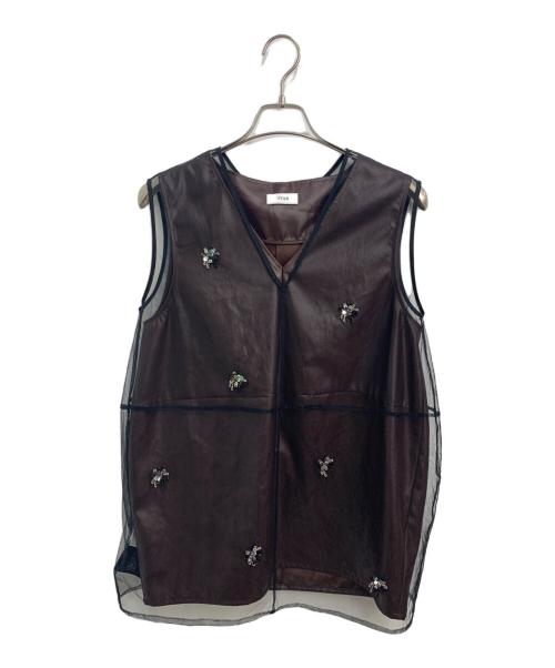 RITAN（リタン）RITAN (リタン) Tulle Motife Vest ブラック×ブラウン サイズ:SIZE Freeの古着・服飾アイテム