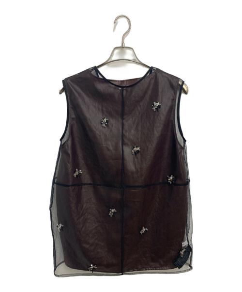 RITAN（リタン）RITAN (リタン) Tulle Motife Vest ブラック×ブラウン サイズ:SIZE Freeの古着・服飾アイテム