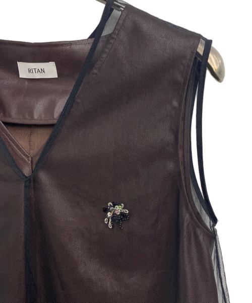 RITAN（リタン）RITAN (リタン) Tulle Motife Vest ブラック×ブラウン サイズ:SIZE Freeの古着・服飾アイテム