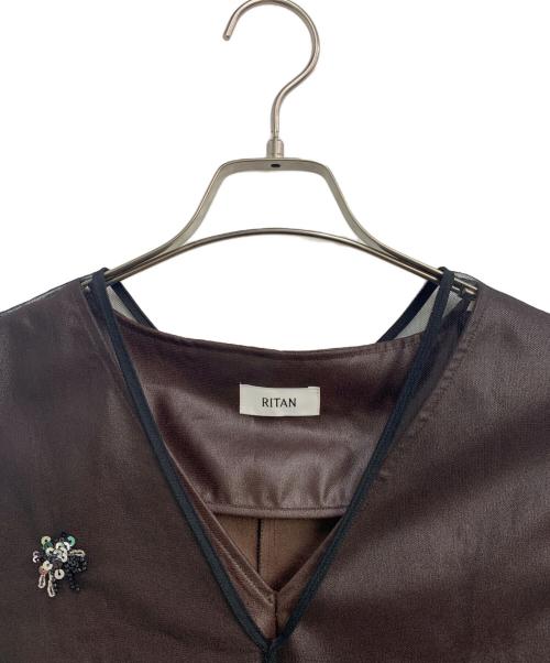 RITAN（リタン）RITAN (リタン) Tulle Motife Vest ブラック×ブラウン サイズ:SIZE Freeの古着・服飾アイテム