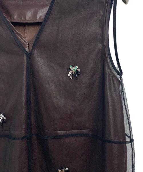 RITAN（リタン）RITAN (リタン) Tulle Motife Vest ブラック×ブラウン サイズ:SIZE Freeの古着・服飾アイテム