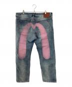 EVISUエヴィス）の古着「Daicock Print Baggy Jeans」｜ブルー×ピンク