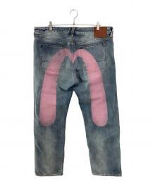 EVISU（エヴィス）の古着「Daicock Print Baggy Jeans」｜ブルー×ピンク