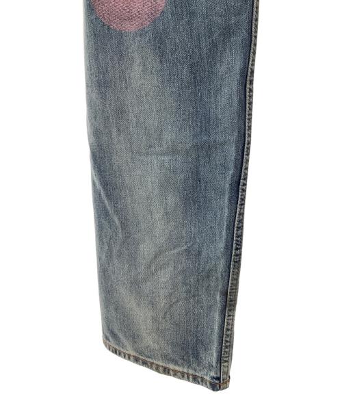 EVISU（エヴィス）EVISU (エヴィス) Daicock Print Baggy Jeans ブルー×ピンク サイズ:W40の古着・服飾アイテム
