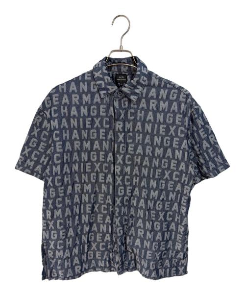 ARMANI EXCHANGE（アルマーニ エクスチェンジ）ARMANI EXCHANGE (アルマーニ エクスチェンジ) 半袖シャツ ネイビー×グレー サイズ:XSの古着・服飾アイテム