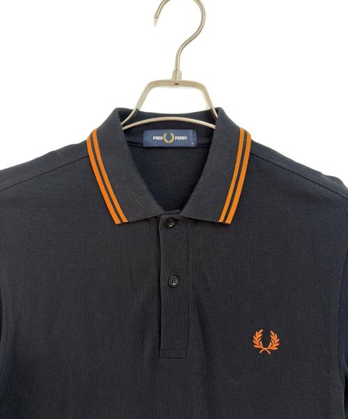 FRED PERRY（フレッドペリー）FRED PERRY (フレッドペリー) 長袖ポロシャツ ブラック×ブラウン サイズ:Sの古着・服飾アイテム