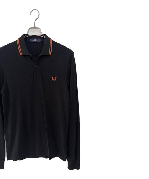 FRED PERRY（フレッドペリー）FRED PERRY (フレッドペリー) 長袖ポロシャツ ブラック×ブラウン サイズ:Sの古着・服飾アイテム