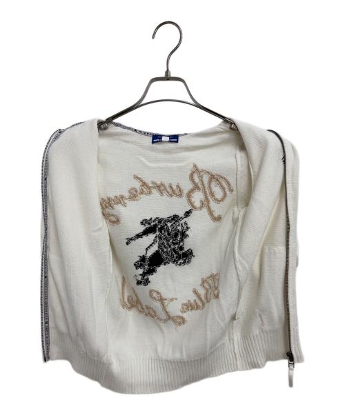 BURBERRY BLUE LABEL（バーバリー ブルー レーベル）BURBERRY BLUE LABEL (バーバリー ブルー レーベル) ニットパーカー ホワイト サイズ:38の古着・服飾アイテム