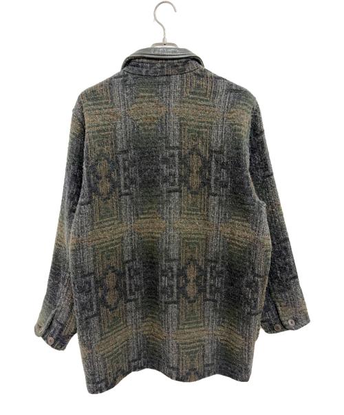 Eddie Bauer（エディーバウアー）Eddie Bauer (エディーバウアー) 総柄ウールコート グリーン サイズ:Sの古着・服飾アイテム