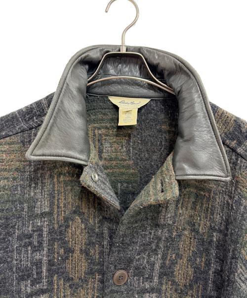 Eddie Bauer（エディーバウアー）Eddie Bauer (エディーバウアー) 総柄ウールコート グリーン サイズ:Sの古着・服飾アイテム