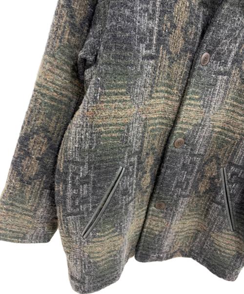 Eddie Bauer（エディーバウアー）Eddie Bauer (エディーバウアー) 総柄ウールコート グリーン サイズ:Sの古着・服飾アイテム