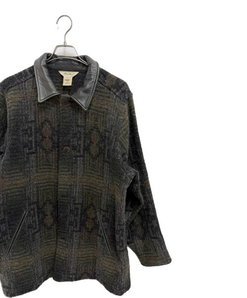 Eddie Bauer（エディーバウアー）Eddie Bauer (エディーバウアー) 総柄ウールコート グリーン サイズ:Sの古着・服飾アイテム