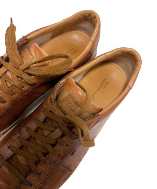 Santoni（サントーニ）Santoni (サントーニ) レザースニーカー ブラウン サイズ:9の古着・服飾アイテム