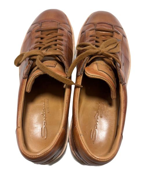 Santoni（サントーニ）Santoni (サントーニ) レザースニーカー ブラウン サイズ:9の古着・服飾アイテム