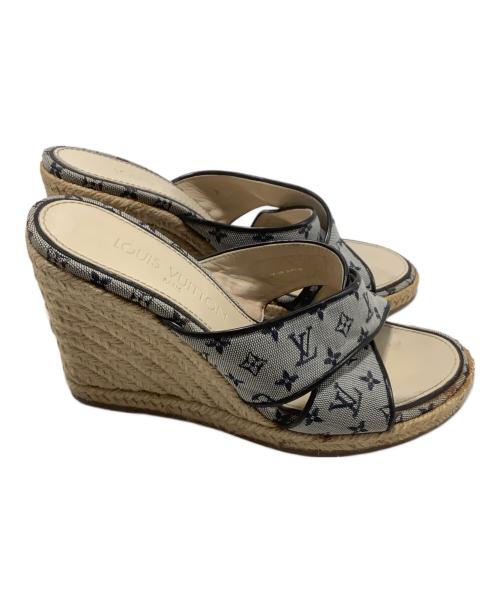 LOUIS VUITTON（ルイ ヴィトン）LOUIS VUITTON (ルイ ヴィトン) ウェッジソールサンダル グレー サイズ:SIZE 37の古着・服飾アイテム