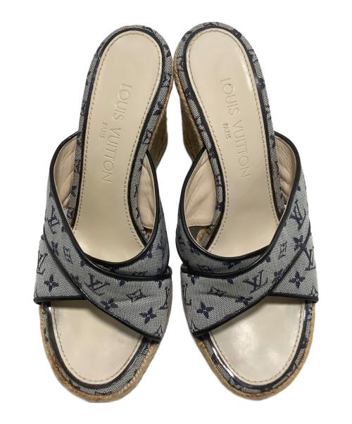 LOUIS VUITTON（ルイ ヴィトン）LOUIS VUITTON (ルイ ヴィトン) ウェッジソールサンダル グレー サイズ:SIZE 37の古着・服飾アイテム