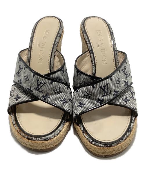LOUIS VUITTON（ルイ ヴィトン）LOUIS VUITTON (ルイ ヴィトン) ウェッジソールサンダル グレー サイズ:SIZE 37の古着・服飾アイテム