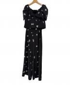 et.UNiVERエトユニベール）の古着「Petal Embroidery Setup Pants Dress」｜ブラック