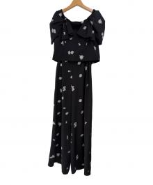 et.UNiVER（エトユニベール）の古着「Petal Embroidery Setup Pants Dress」｜ブラック
