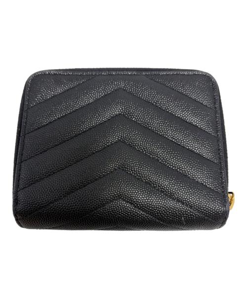 Saint Laurent Paris（サンローランパリ）Saint Laurent Paris (サンローランパリ) Vステッチ2つ折り財布 ブラックの古着・服飾アイテム