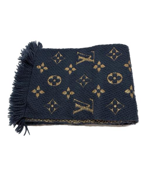 LOUIS VUITTON（ルイ ヴィトン）LOUIS VUITTON (ルイ ヴィトン) マフラー ネイビー×ゴールドの古着・服飾アイテム