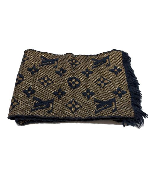 LOUIS VUITTON（ルイ ヴィトン）LOUIS VUITTON (ルイ ヴィトン) マフラー ネイビー×ゴールドの古着・服飾アイテム