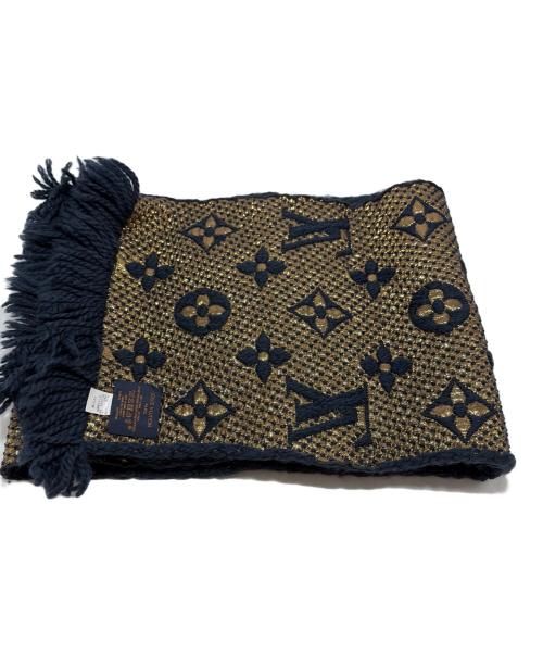 LOUIS VUITTON（ルイ ヴィトン）LOUIS VUITTON (ルイ ヴィトン) マフラー ネイビー×ゴールドの古着・服飾アイテム