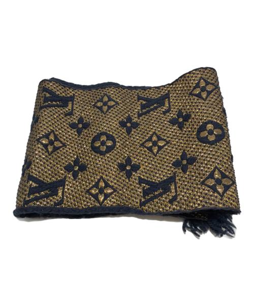 LOUIS VUITTON（ルイ ヴィトン）LOUIS VUITTON (ルイ ヴィトン) マフラー ネイビー×ゴールドの古着・服飾アイテム