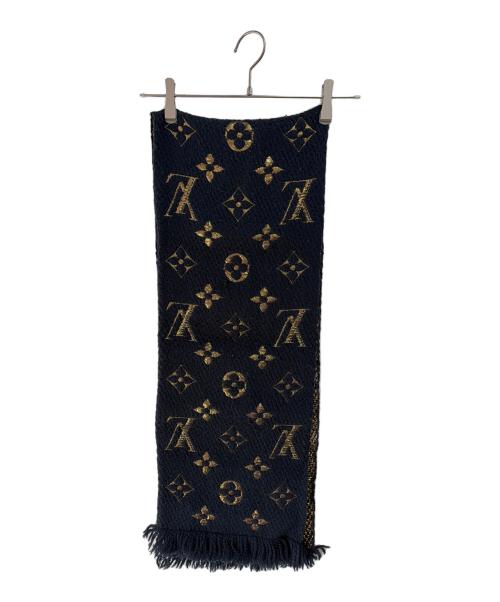 LOUIS VUITTON（ルイ ヴィトン）LOUIS VUITTON (ルイ ヴィトン) マフラー ネイビー×ゴールドの古着・服飾アイテム