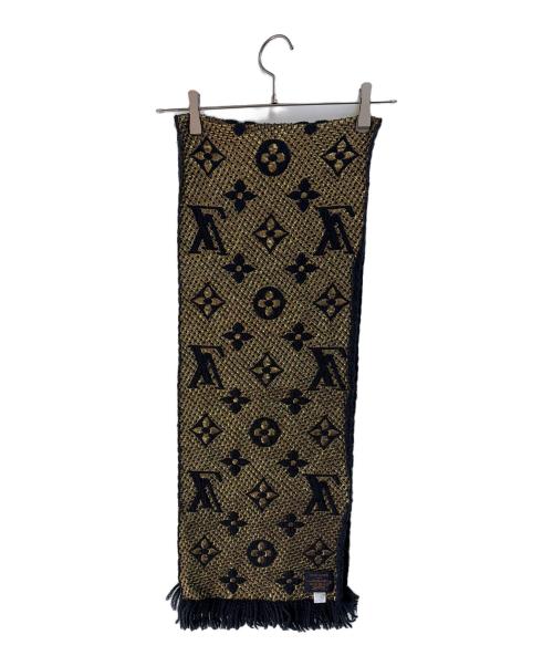 LOUIS VUITTON（ルイ ヴィトン）LOUIS VUITTON (ルイ ヴィトン) マフラー ネイビー×ゴールドの古着・服飾アイテム