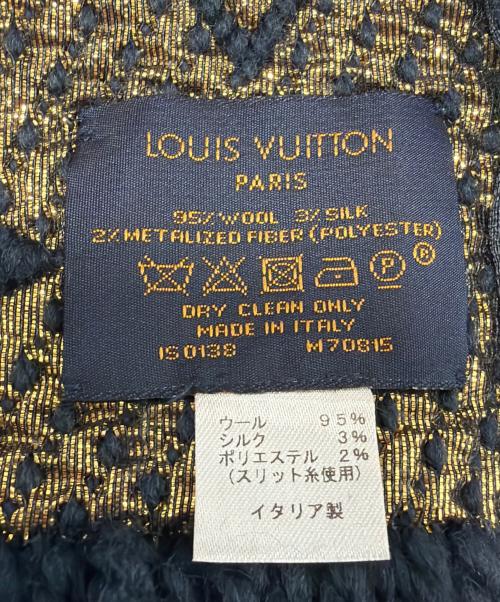 LOUIS VUITTON（ルイ ヴィトン）LOUIS VUITTON (ルイ ヴィトン) マフラー ネイビー×ゴールドの古着・服飾アイテム