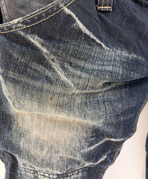 PPFM（ピーピーエフエム）PPFM (ピーピーエフエム) ダブルウエストデニムパンツ インディゴ サイズ:Mの古着・服飾アイテム