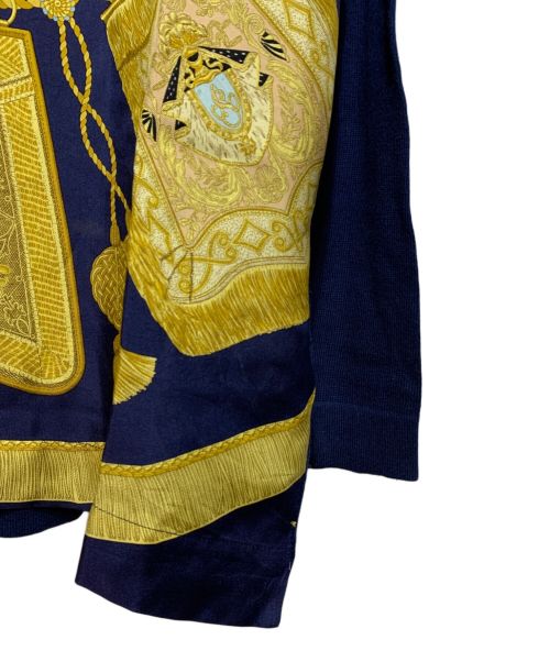 HERMES（エルメス）HERMES (エルメス) カシミヤニット切替シャツ ゴールド×ネイビー サイズ:Mの古着・服飾アイテム