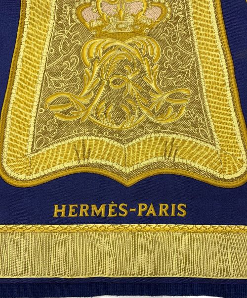 HERMES（エルメス）HERMES (エルメス) カシミヤニット切替シャツ ゴールド×ネイビー サイズ:Mの古着・服飾アイテム