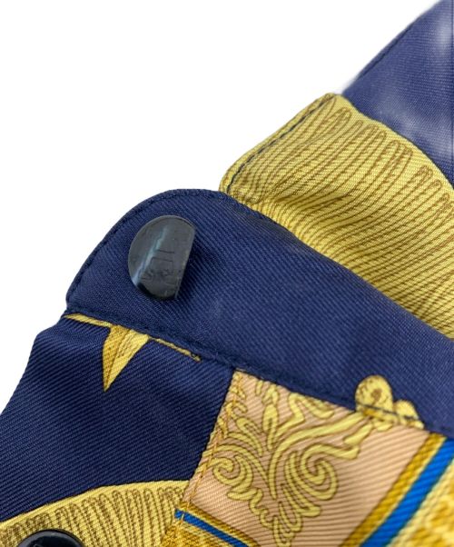 HERMES（エルメス）HERMES (エルメス) カシミヤニット切替シャツ ゴールド×ネイビー サイズ:Mの古着・服飾アイテム