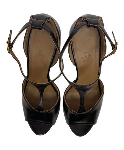 HERMES（エルメス）HERMES (エルメス) ヒールサンダル ブラック サイズ:37 1/2の古着・服飾アイテム