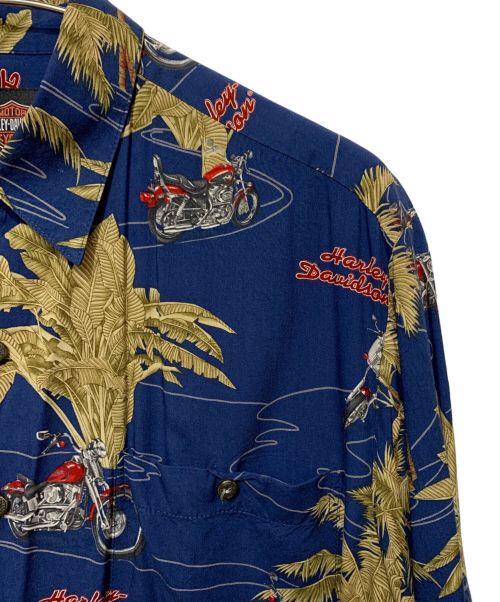 HARLEY-DAVIDSON（ハーレーダビッドソン）HARLEY-DAVIDSON (ハーレーダビッドソン) 総柄シャツ ネイビー サイズ:Sの古着・服飾アイテム