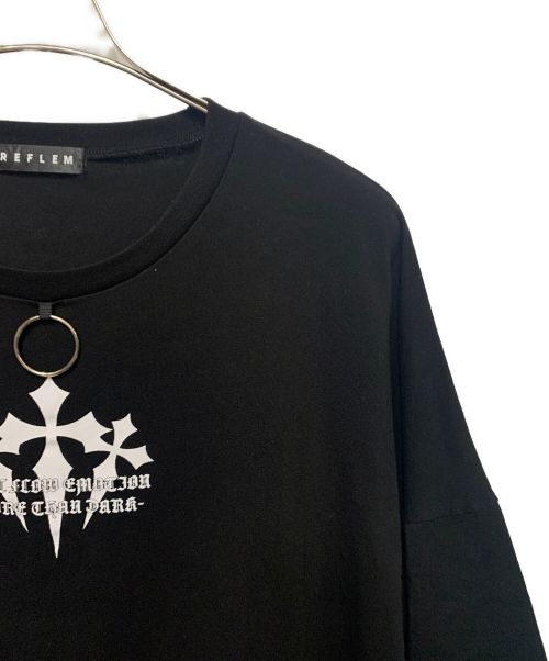 REFLEM（レフレム）REFLEM (レフレム) チェーン付きPUメタリックレザーアップリケ半袖Tシャツ ブラック サイズ:FREEの古着・服飾アイテム